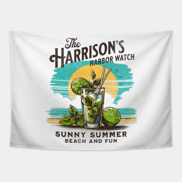 Harrison's Harbor Watch Ocean City Maryland Sunny Summer Beach and Fun Tapestry by Joaddo