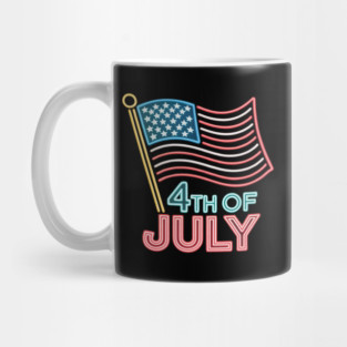 Neon Sign 4th of July American Flag Retro Mug