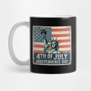 4th of July Independence Day Statue of Liberty American Flag Patriotic Vintage Mug