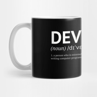 Devenerd Tee – Noun. 1: A Person Obsessed with Code Mug