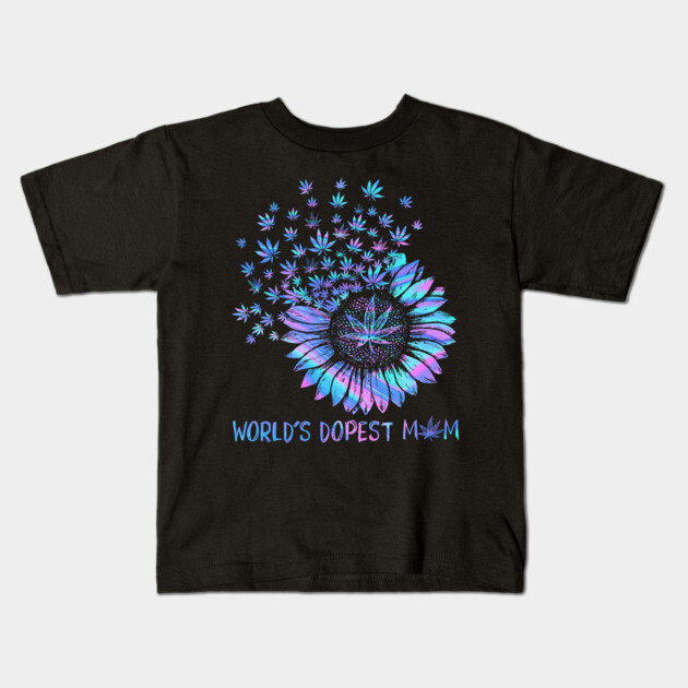 World’s Dopest Mom – Weed Leaf Heart Kids T-Shirt by Sunset beach lover