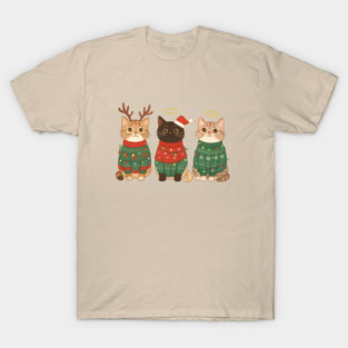 Angelic Reindeer Cat Trio T-Shirt