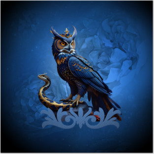 Kings of the skies and land, the majestic owl and the serpent. Posters and Art