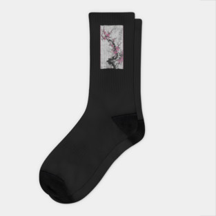 Vintage Japanese Culture Retro Art Print Cherry Blossom Gift Socks