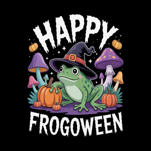 Frog Lover Halloween Pun Happy Frogoween by dinadayana