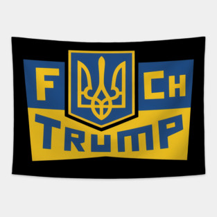 F - - K Trump - Ukraine Emblem Flag Colors Premium Tapestry