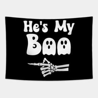 He's My Boo Matching Halloween Pajama Couples He's My Boo Tapestry