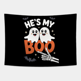 He's My Boo Matching Halloween Pajama Couples He's My Boo Tapestry
