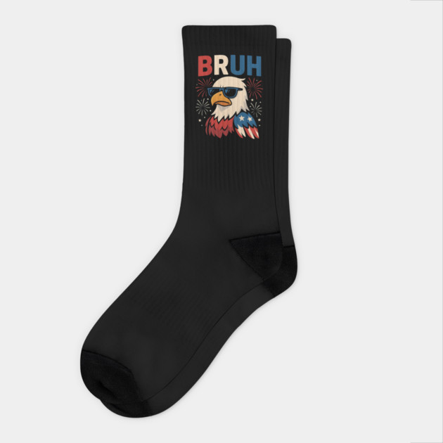 Bruh Bald Eagle Funny 4th of July Patriotic Meme Socks by ArtistTee ⭐⭐⭐⭐⭐