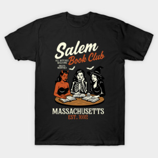 Salem Book Club - Bookish Halloween Retro Salem Witch Book T-Shirt