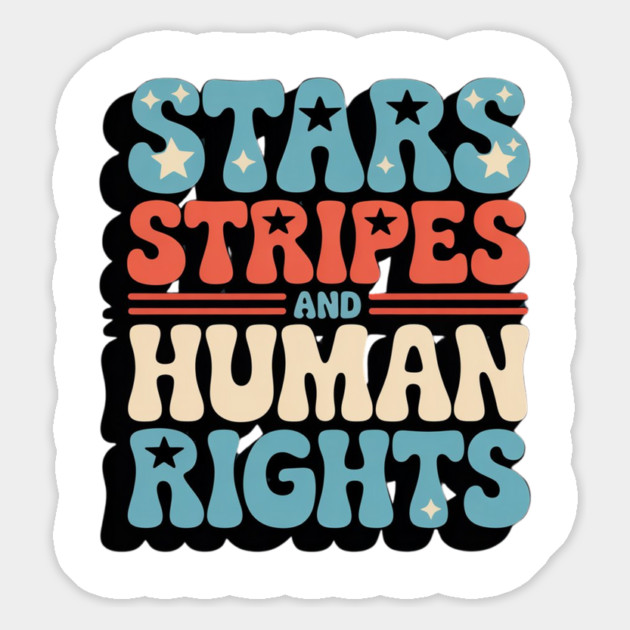 Stars Stripes and Human Rights Retro Feminist Magnet by Creatifly Graphic Tees