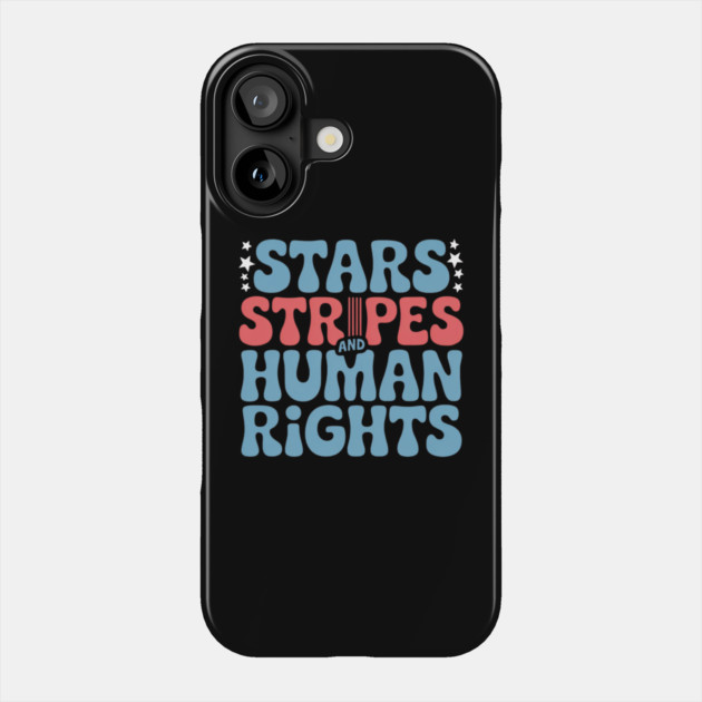 Stars Stripes and Human Rights Retro Phone Case by Creatifly Graphic Tees