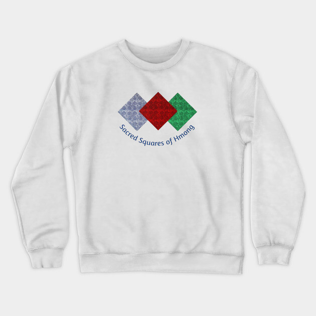 Sacred Squares of Hmong – Tribal Geometric Heritage Crewneck Sweatshirt by Pimcolle