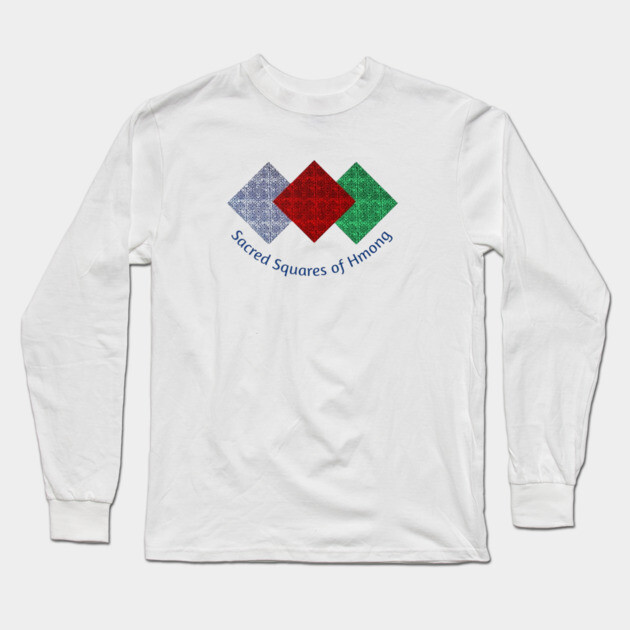 Sacred Squares of Hmong – Tribal Geometric Heritage Long Sleeve T-Shirt by Pimcolle