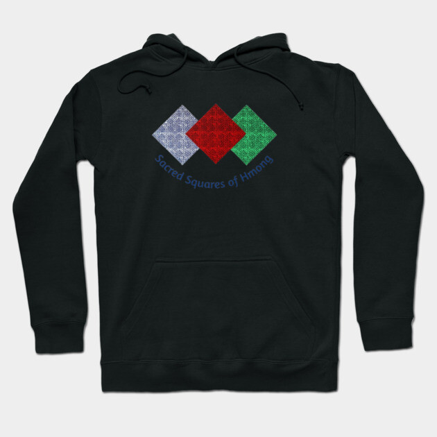 Sacred Squares of Hmong – Tribal Geometric Heritage Hoodie by Pimcolle