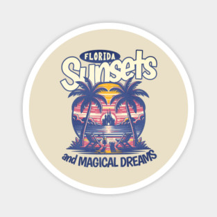 Florida Sunsets and Magical Dreams Castle overlooking the Beach Magnet