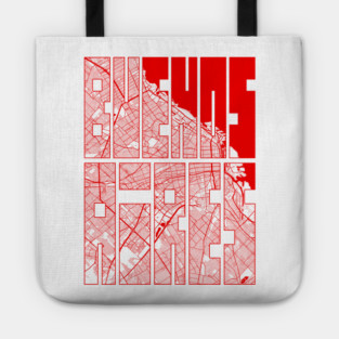 Buenos Aires, Argentina City Map Typography - Oriental Tote