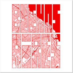 Buenos Aires, Argentina City Map Typography - Oriental Posters and Art