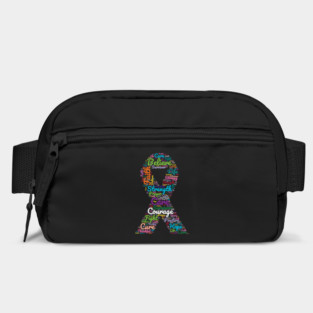 Cancer Awareness Ribbon With Positive Support Words Bag