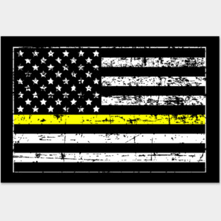 Thin Gold Line Distressed American Flag Posters and Art