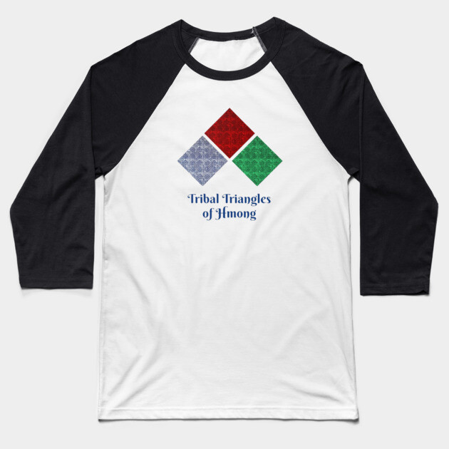 Tribal Triangles of Hmong – Geometric Heritage Art Baseball T-Shirt by Pimcolle