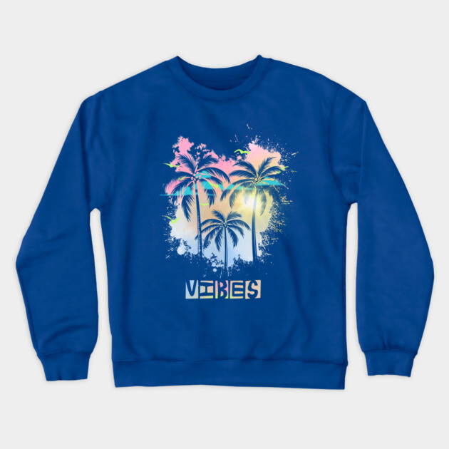 Vibes Summer Tropical Chill Retro Style Crewneck Sweatshirt by casualteesinc