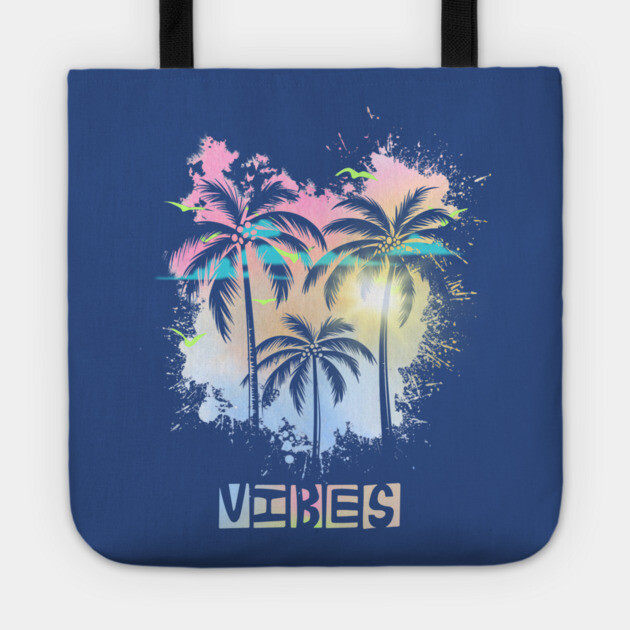 Vibes Summer Tropical Chill Retro Style Tote by casualteesinc