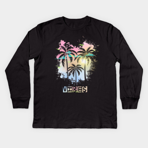Vibes Summer Tropical Chill Retro Style Kids Long Sleeve T-Shirt by casualteesinc