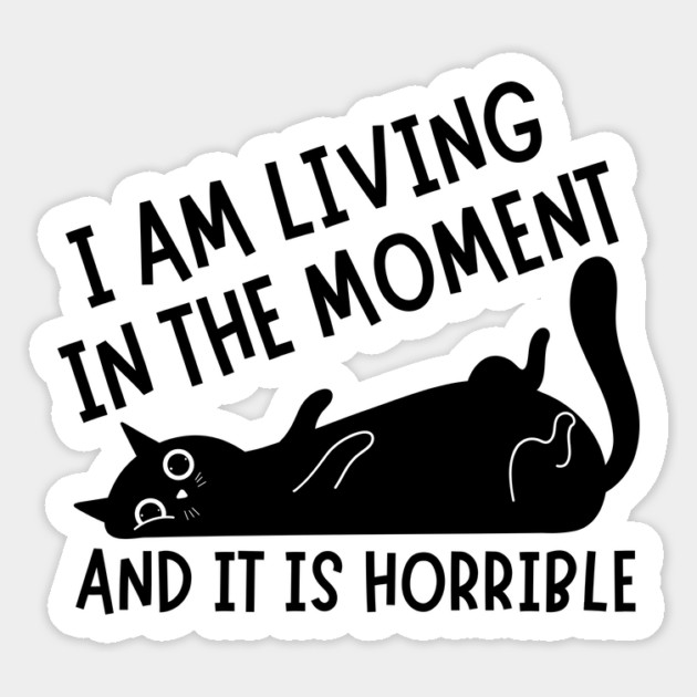 I Am Living in The Moment and It is Horrible Cat Magnet by The WYLD Tribe