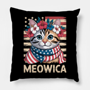 Usa Meowica Cat 4Th Of July  Funny Merica Pillow