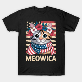 Usa Meowica Cat 4Th Of July  Funny Merica T-Shirt