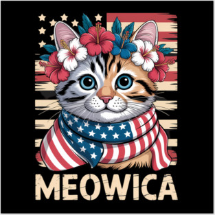 Usa Meowica Cat 4Th Of July  Funny Merica Posters and Art