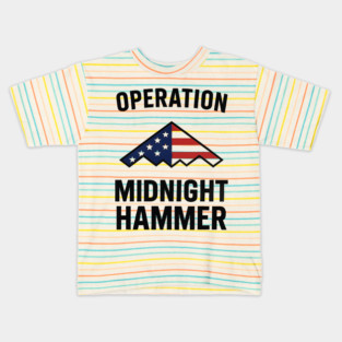 Operation Midnight Hammer USA Flag Bomber – Patriotic 4th of July Military Kids T-Shirt