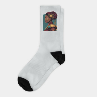 Afro-Futurism Warrior Queen – “Built From Stardust” Bold Art Design Socks