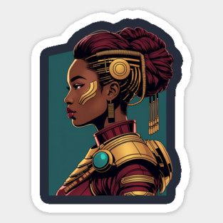 Afro-Futurism Warrior Queen – “Built From Stardust” Bold Art Design Sticker