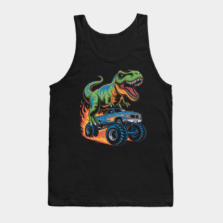 Monster Truck Boy Dinosaur Birthday Party Monster Truck Tank Top