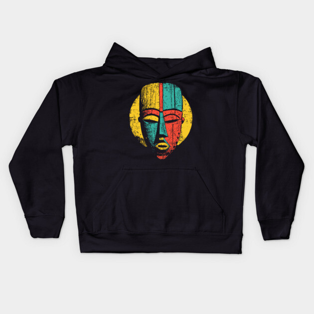 Bold Tribal African Mask Pop Art Print Kids Hoodie by TuncGK
