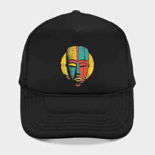 Bold Tribal African Mask Pop Art Print Hat