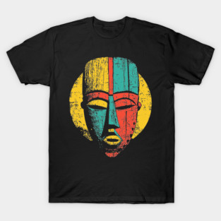 Bold Tribal African Mask Pop Art Print T-Shirt