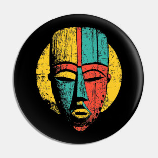 Bold Tribal African Mask Pop Art Print Pin