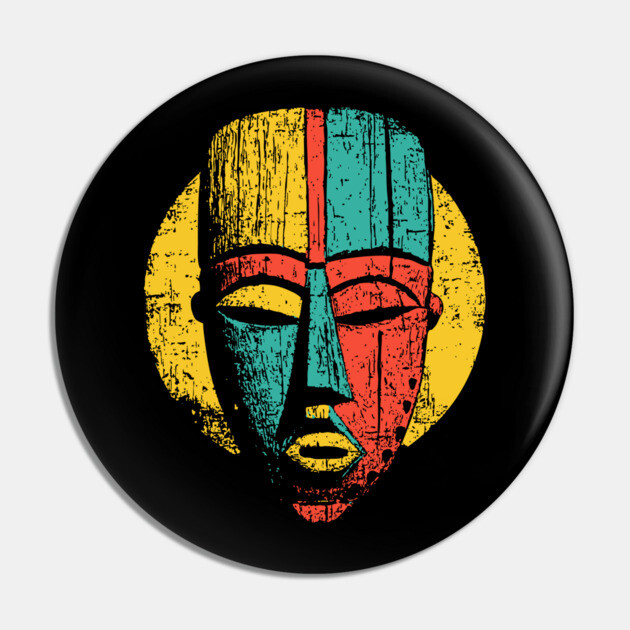 Bold Tribal African Mask Pop Art Print Pin by TuncGK