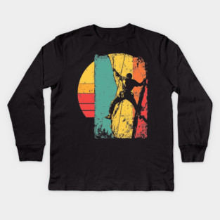 Retro Rock Climber Adventure Pop Art Kids Long Sleeve T-Shirt