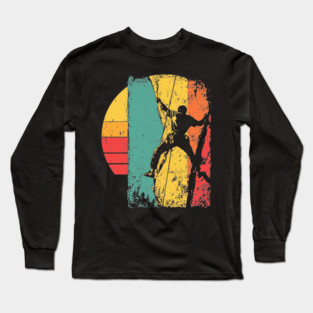 Retro Rock Climber Adventure Pop Art Long Sleeve T-Shirt