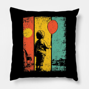 Vintage Balloon Child Urban Pop Art Pillow