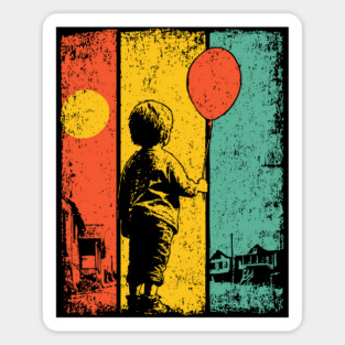 Vintage Balloon Child Urban Pop Art Sticker