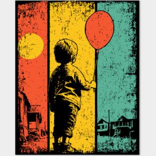 Vintage Balloon Child Urban Pop Art Posters and Art