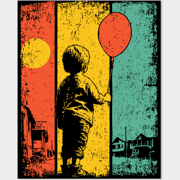 Vintage Balloon Child Urban Pop Art Wall Art by TuncGK