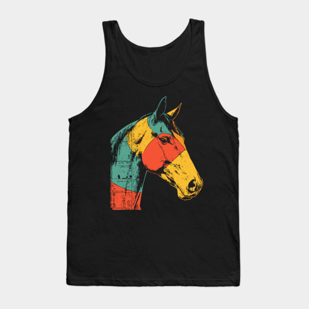 Futuristic Cyber Horse with Retro Colors Tank Top by TuncGK