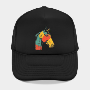 Futuristic Cyber Horse with Retro Colors Hat