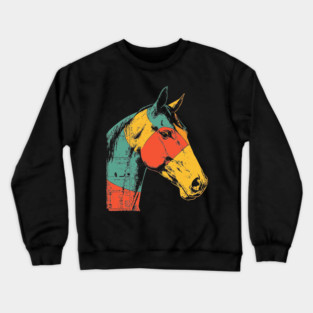 Futuristic Cyber Horse with Retro Colors Crewneck Sweatshirt